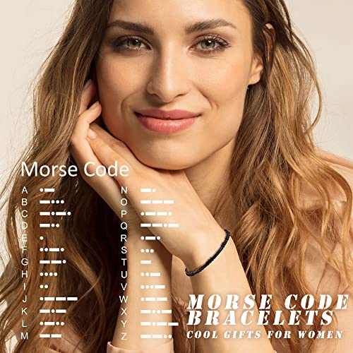 Morse Code Bracelets for Women Inspirational Gifts for Her Adjustable Black Adjustable Braided Men Bracelets Motivational Best Friend Birthday Gifts for Sister Daughter Mom Dad Christmas Jewelry…