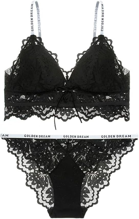 Embroidery Lace Underwear Sets Women Push Up Brassiere Wire Free Bra