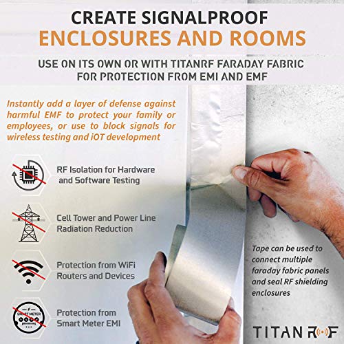 Mission Darkness Titanrf Faraday Tape // High-Shielding Conductive Adhesive Tape Roll Used To Connect Titanrf Fabric Sheets Or Seal Rf Enclosures // 10 Inch W X 164 Feet L (25.4Cm X 50M) #TOP3