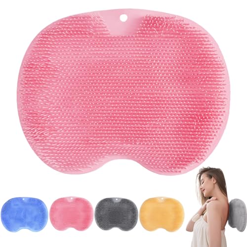 feet cleaner (Pink) Laveur de Pieds de Douche, Tapis de Massage en Silicone, Brosse Pieds Douche avec Antidérapant Ventouses pour Soins Pieds, Dos Nettoie