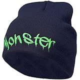 e4Hats.com Monster Embroidered Short Beanie - Navy OSFM