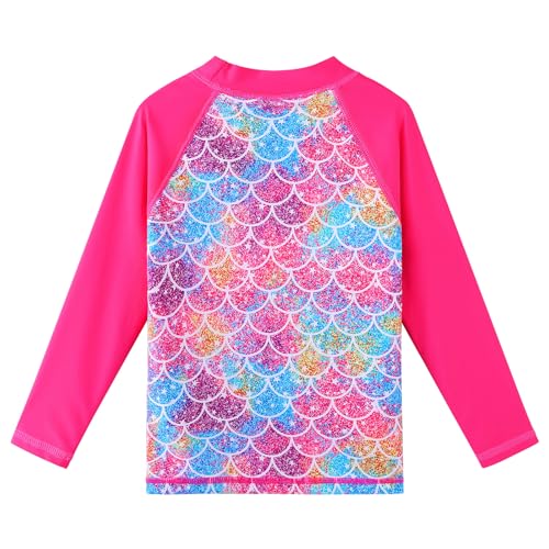 Image of TFJH E Girls Two Piece Swimsuit Long Sleeve Rash Guard Ages 3-12 | UPF 50+ sun protection, breathable , lightweight long sleeve swimsuit, full coverage, pool beach vacation, water park