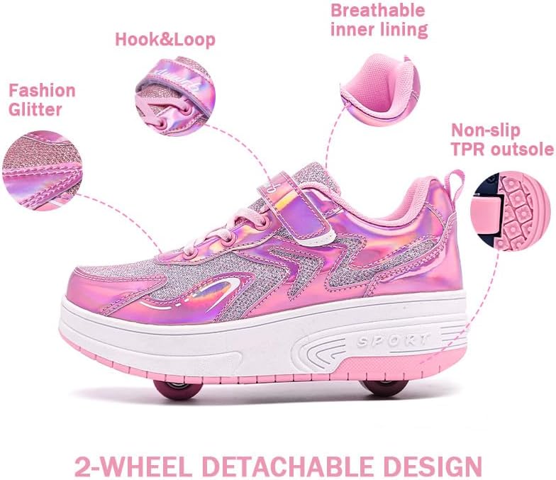 Wooowyet Roller Skate Shoes for Kids Boys Girls Rechargealbe Wheels Sneakers Fashion Roller Wheeled - Image 4