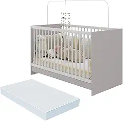 Berço 3 em 1 com Colchão Incluso Multimóveis Mp4394 Cinza/branco