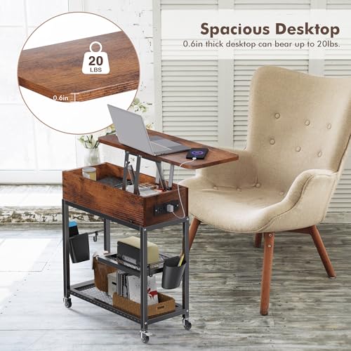 Image of Colima Lift-Top Side Table with Charging Station, USB Ports & AC Outlets