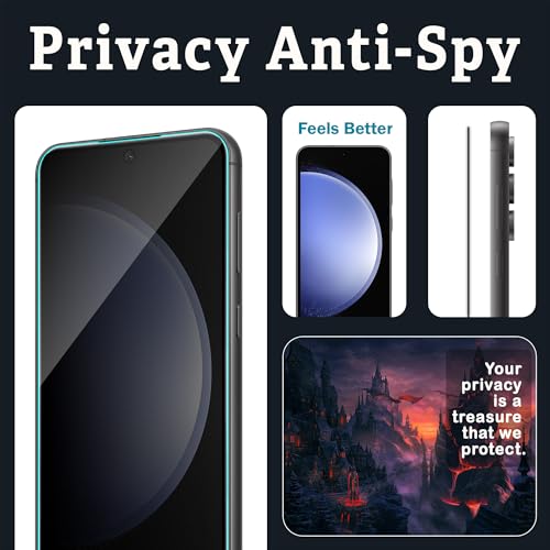 Image of ArmourPro Privacy Tempered Glass for Samsung Galaxy S23 FE 5G and Samsung A54 (6.4 Inch) Edge to Edge Coverage with Installation kit & Cable Protector | Black Anti-Spy Privacy Protection