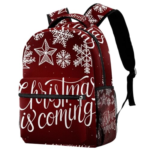 Sac à dos d'école et cadeau de Noël rouge flocon pour adolescents et filles