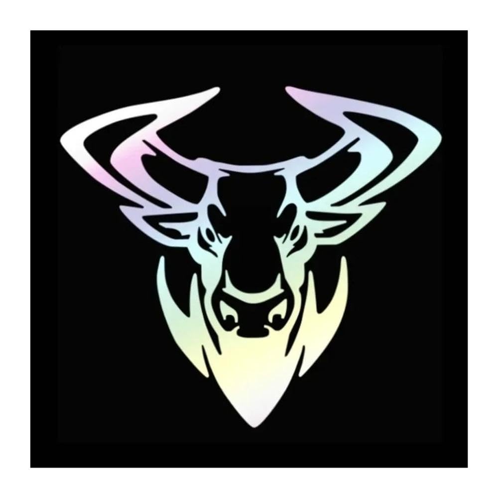 Buffalo Head Bull Horn Car Sticker Auto Body Bumper Windows Vinyl Film Decal(Colorful Laser,30x26cm)