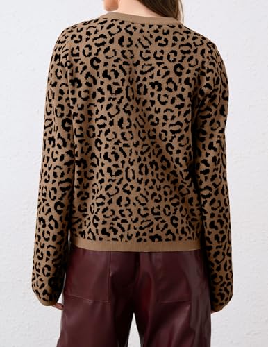 Leopard Cardigan Long Sleeve Open Front Button Up Cheetah Print Top Leopard Sweater Coat Cropped Cardigan Jackets4