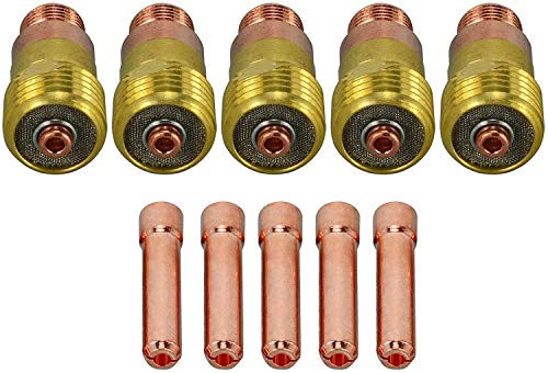 RIVERWELD TIG Stubby Gas Lens Collet Bodies 17GL18 10N25S 1/8'' & Ø3.2mm Assort Kit for QQ300 PTA DB SR WP 17 18 26 TIG Welding Torch 10pcs