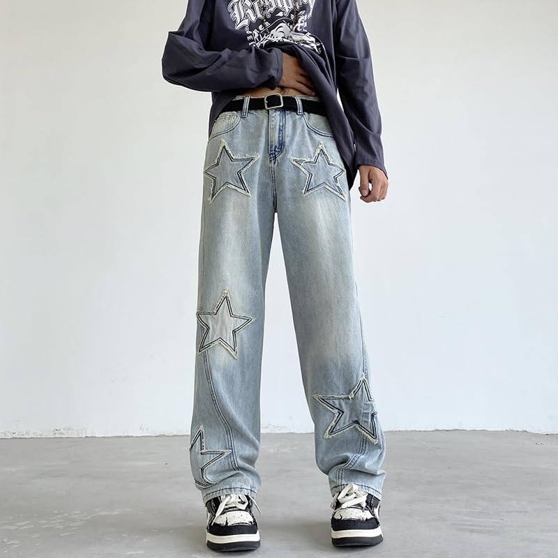 Jeans for Women Men Y2K Star Baggy Jeans Grunge High Waisted Straight Leg Jeans Vintage Cargo Pants 90s Streetwear3