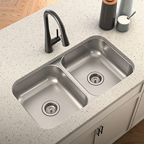 Moen Gs20214 2000 Series 31.25-Inch 20 Gauge Undermount Double Bowl Stainless Steel Kitchen Sink #TOP1