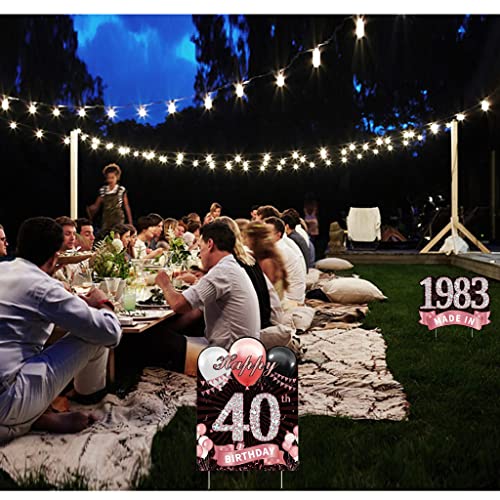 Rose Gold Birthday Yard Sign, 2 Pack Sweet 40Th Birthday Decorations Yard Signs With Stakes 40Th Birthday Decorations For Women Weatherproof Outdoor Lawn Decorations (40Th) #TOP3