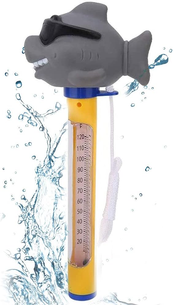 Home Holic 1 Pcs Pool Thermometer Floating Temperature Display Cartoon Shark Shape with String, Baby Pool Cartoon Water Thermometer for Swimming Pools, Bath, Spas, Hot Tubs, Jacuzzis & Aquariums