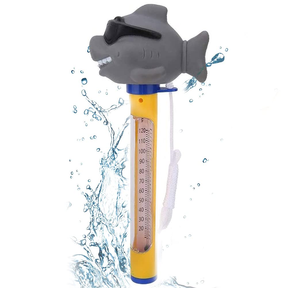 Home Holic 1 Pcs Pool Thermometer Floating Temperature Display Cartoon Shark Shape with String, Baby Pool Cartoon Water Thermometer for Swimming Pools, Bath, Spas, Hot Tubs, Jacuzzis & Aquariums