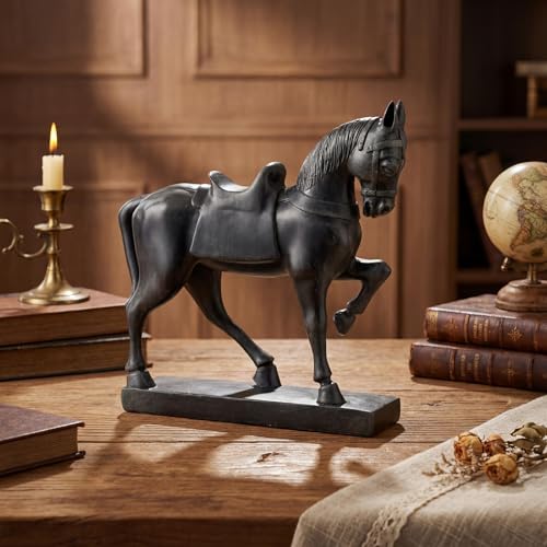 Estatua decorativa de caballo polystone marrón 11 pulgadas miniatura 4
