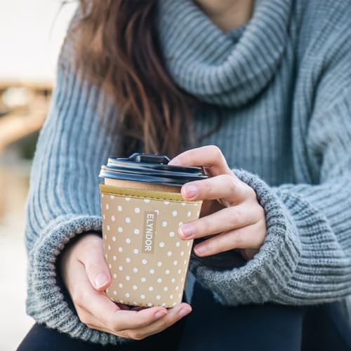 Image of Reusable Insulated Sleeve for Iced Coffee Cup, 3-Pack Coffee Neoprene Drink Sleeve for Cold & Hot Drinks, Beverage Holder for Iced Coffee (Beige Polka Dots)