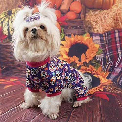 Gittcoll Anelekor Halloween Dog Jumpsuit Skull Pet Pajamas For Small Medium Dogs Warm Puppy Onesie Cozy Winter Clothes Pet Costume Apparel For Cats (Skeleton, Small) #TOP1