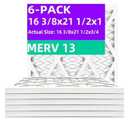 Qingzhug 16 3/8x21 1/2x1 MERV 13 (6-Pack) Pleated Air Filter (Actual Size: 16 3/8x21 1/2x3/4) MPR 1900 & FPR 10 Furnace Air Filters