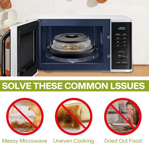 image for Saebume Microwave Splatter Cover for Food with Anti-scald Base Plate,L