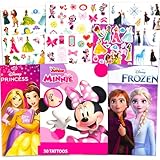 Disney Tattoos Party Favor Set for Girls - 150 Temporary Tattoos Featuring Minnie Mouse, Disney Princess and Frozen with Stickers (6 Tattoo Sheets)