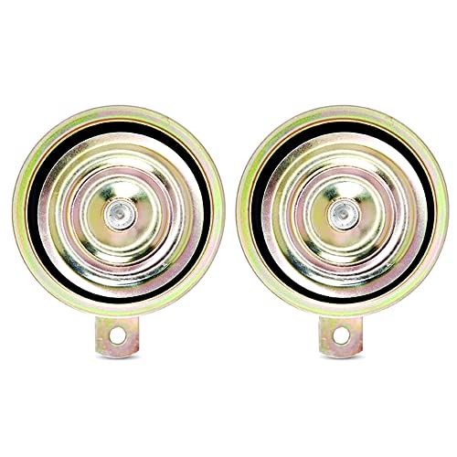 GoMechanic Supersonic Automotive Disc Horn 95mm Dia 12V High Tone & Low Tone (HT/LT) With Copper Coil for Passenger Cars & Motorcycles, Set of 2