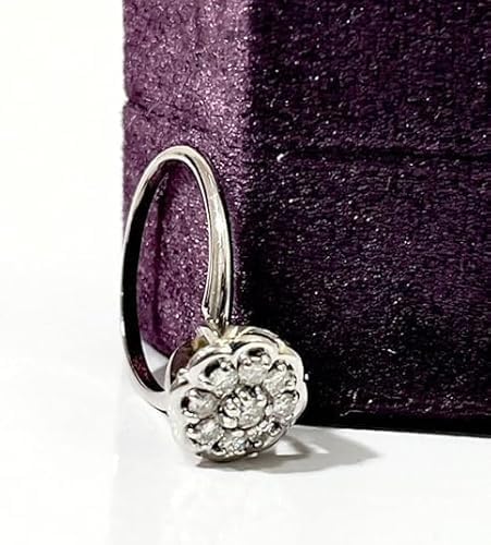 1.50Ct Round Cut Lab Created Diamond Cluster Woman's Flower Engagement Ring, 14K White Gold Plated 925 Sterling Silver