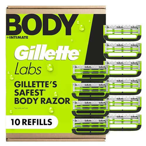 Gillette Labs Body + Intimate Razor Blades for Men, Anti-ingrown bar, 10 Blade Refills - image 1