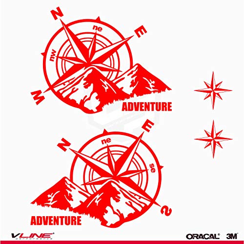Provinyl Pegatinas Brújula Rosa de los Vientos Trail Off Road Todoterreno 4x4...