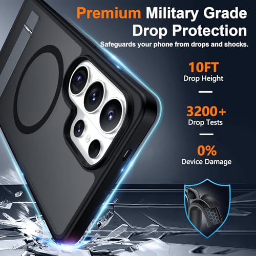 Image of SPIDERCASE Magnetic for Samsung Galaxy S26 Ultra Case,[Built-in Invisible Kickstand][Compatible with Magsafe] Translucent Matte Slim Phone Case for S26 Ultra 6.9'',Black