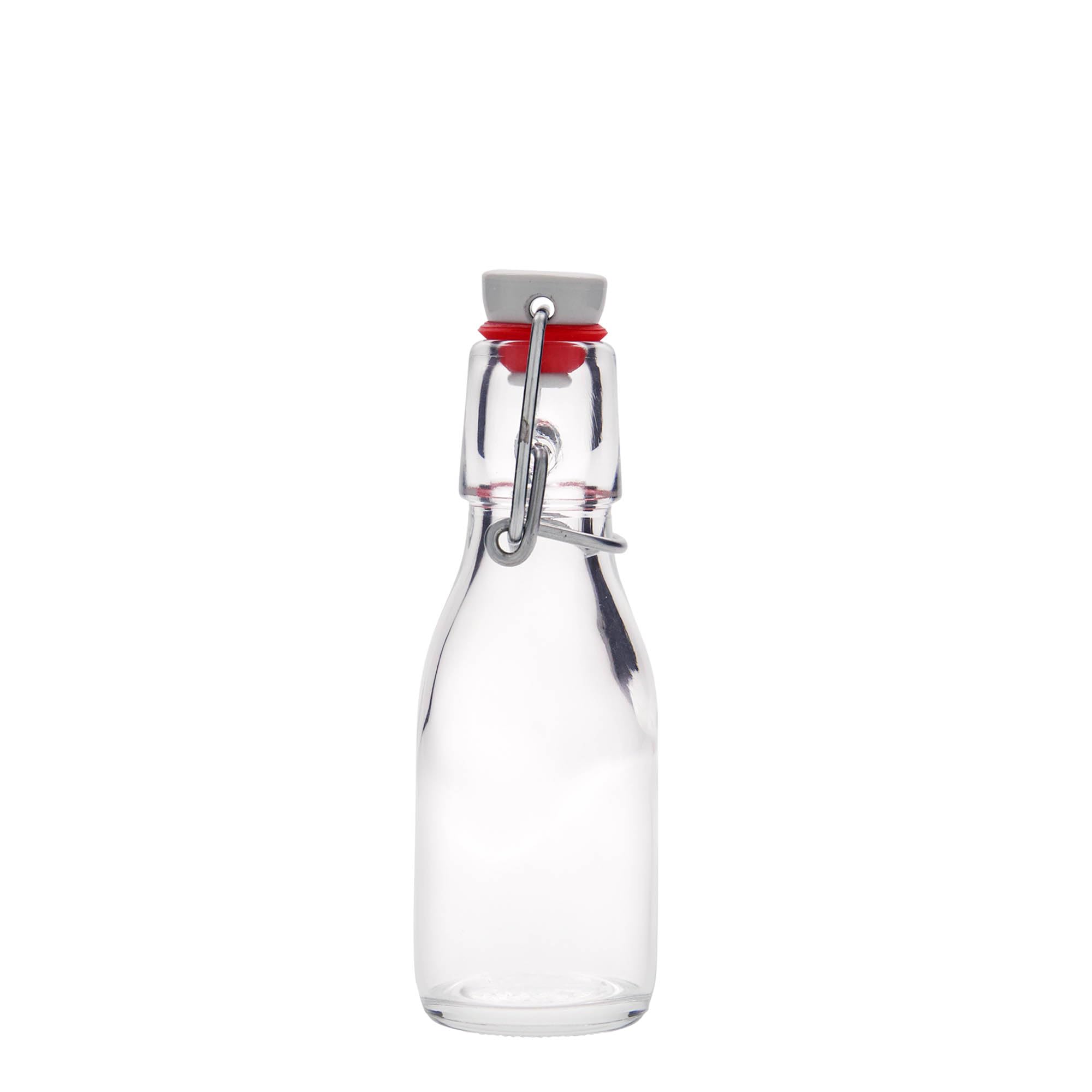 Botella de cristal Paul de 100 ml, juego de 24 unidades, cristal transparente con cierre de clip