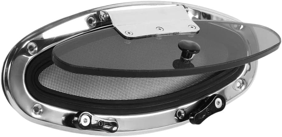Boat Porthole Window 300x105mm with Switch Handle Internal Tempered Glass Resistant Waterproof Compatible with Marine Yacht