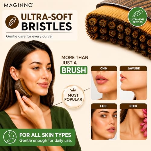 Image of Lymphatic Contour Face Brush - Soft Bristle Lymphatic Drainage Facial Massage Tool for Jawline, Chin & Neck - Face Sculpting & Depuffing Skincare Brush with Travel Case