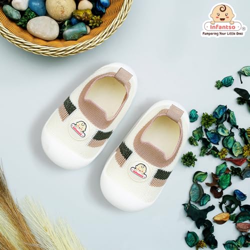 Image of Infantso Nano Stripe Anti-Skid Cotton Baby Socks Shoes