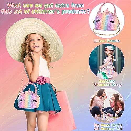 Kinderschminke Set Mädchen Schminke Spielzeug,36PCS Abwaschbar Real Kinder Kosmetik Set mit Tragetasche Mädchen Spielzeug,Halloween Weihnachts Geburtstags Geschenke für Mädchen 4 5 6 7 8 9 10 Jahre