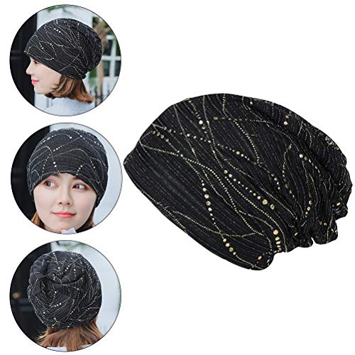 KESYOO boné casual de algodão turbante com faixa de cabeça para adultos (preto), Preto, 29x28cm