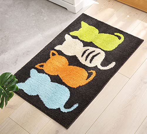 玄関マットSYitong バスマット浴槽マット 屋内 室内 用 滑り止め 付き泥落とし ふわふわ 洗える 吸水 柔らかい 折りたたみ可能45×65cm 50×80cm モノクロ (ブラック, 45×65cm)