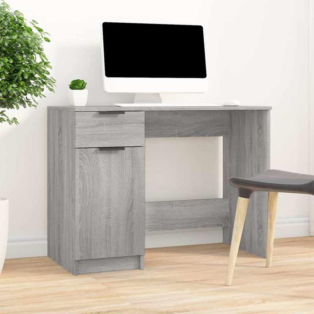 Scrivania 100 x 50 x 75 cm legno lavorato grigio rovere Sonoma con cassetto