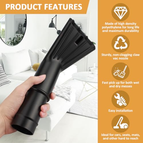 2\" x 12\" Wet/Dry Vacuum Claw Nozzle for Auto Car Home Vehicle Interiors Boats and Campers Shop Vac Accessories SCN2