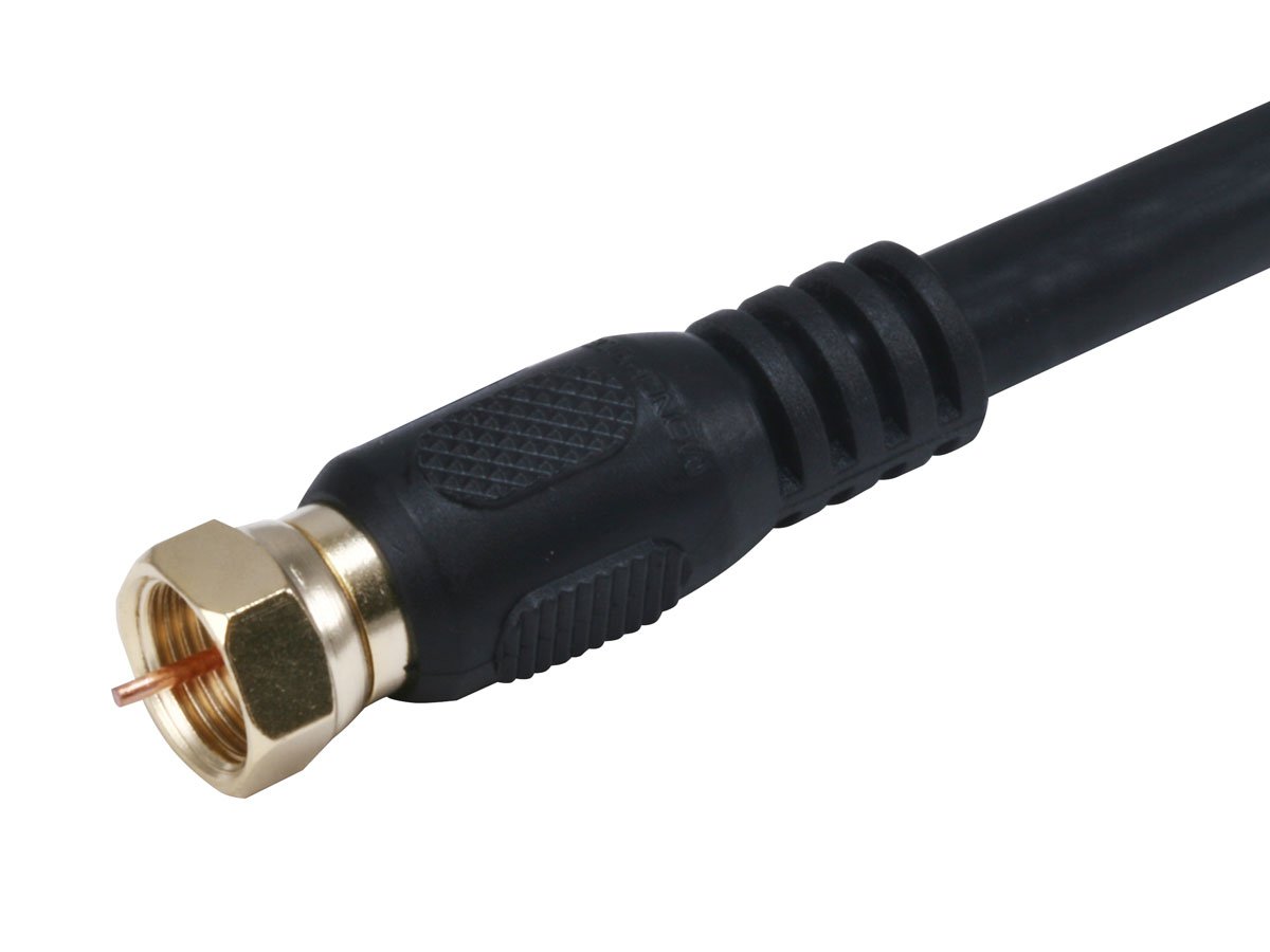 Monoprice 3ft RG6 (18AWG) 75Ohm, Quad Shield, CL2 Coaxial Cable with F Type Connector - Black