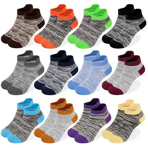 LAETBBE 12 Paar Jungen Socken Kindersocken Mädchen Sportsocken Kinder Sneakersocken Baumwolle Schulkind Socken für Jungen Mädchen 5-7 Jahre