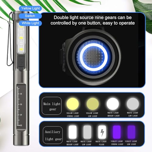 Pupillenleuchte Medizin Penlight, Diagnostikleuchte mit Seitenlichtern, LED Stiftlampe für Krankenschwestern und Ärzte