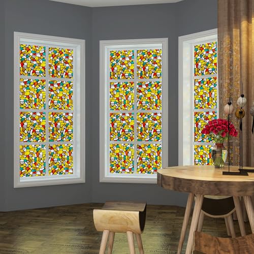 Image of WOO Home Frosted Glass Window Film & Stickers (12 X 48 INCH) Privacy Window Cover for Home & Office - Easy Apply, UV Protection, Removable Decorative Film (Colour 3D Stone Film | 1 X 4 SQFT)