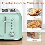 Toaster 4 Slice Retro Stainless Steel with Extra Wide Slots Bagel, Defrost, Reheat Function, Dual Independent Control Panel, Removable Crumb Tray, 6 Browning Levels, Aqua Green - Image 5