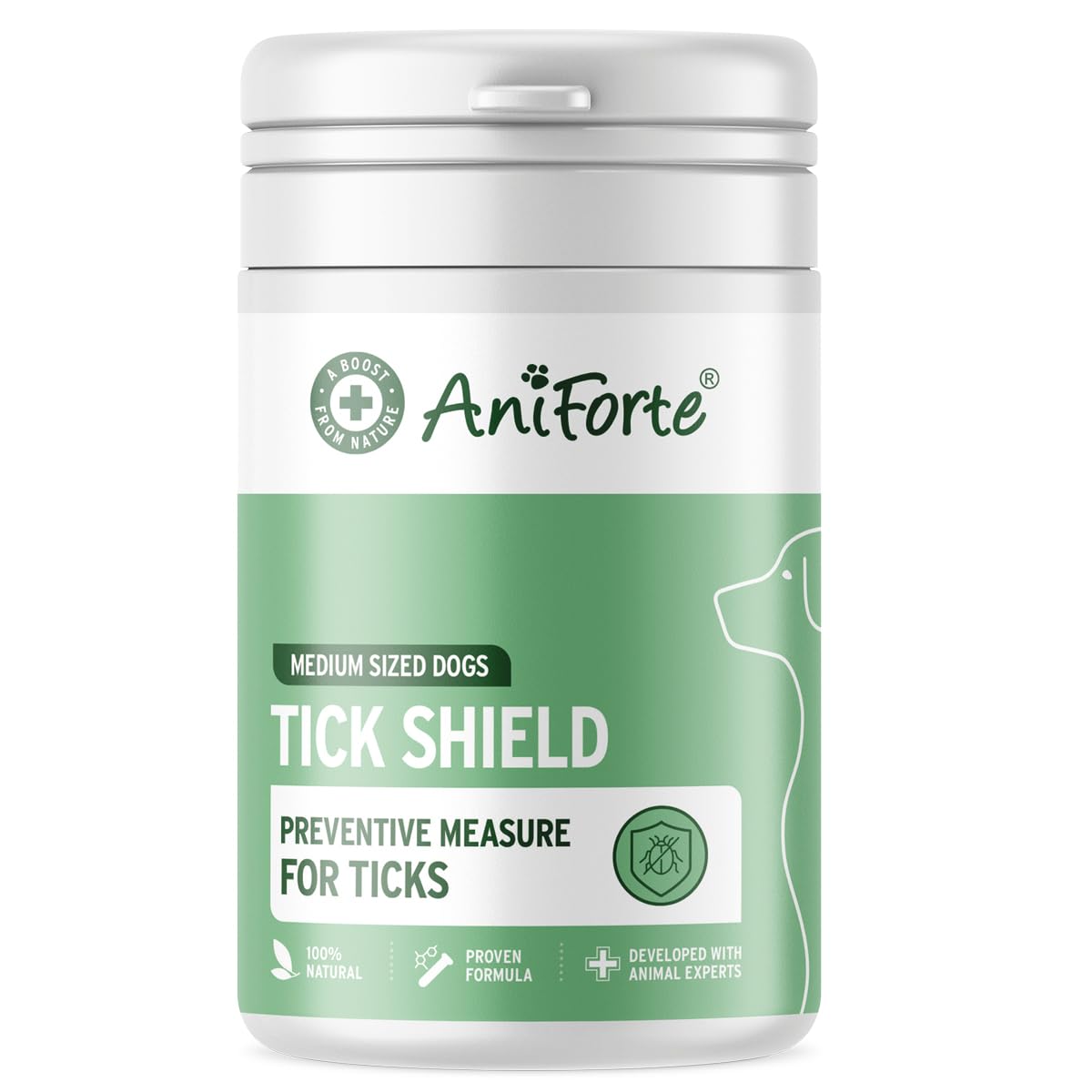AniForte Garrapata Shield para Perros (10-35kg) 60 cápsulas. Producto 100% Natural. Complejo de Vitamina B Que Actúa como Escudo Anti-Garrapatas y Parásitos