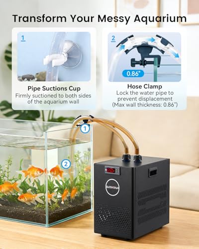 Image of BAOSHISHAN 1 /13 HP Aquarium Chiller 26 Gallon 100L Water Cooling System | Quiet Compressor Refrigeration, Precise Cooling Aquarium Water Chiller for Fish, Axolotls, Coral Reef Tanks and Hydroponics