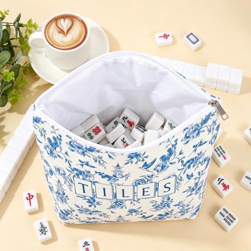 Bolsa American Mahjong para fichas con cierre azul claro miniatura 3