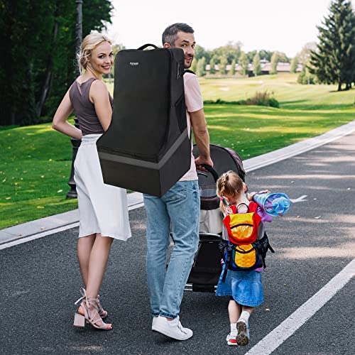 Profaster Car Seat Travel Bag - Padded, Comfortable, Durable, Roomy Gate Check Carseat Cover Backpack Fits 3-In-1，Convertible, Booster & Infant Car Seats For Airplane, Airport, Gray #TOP7