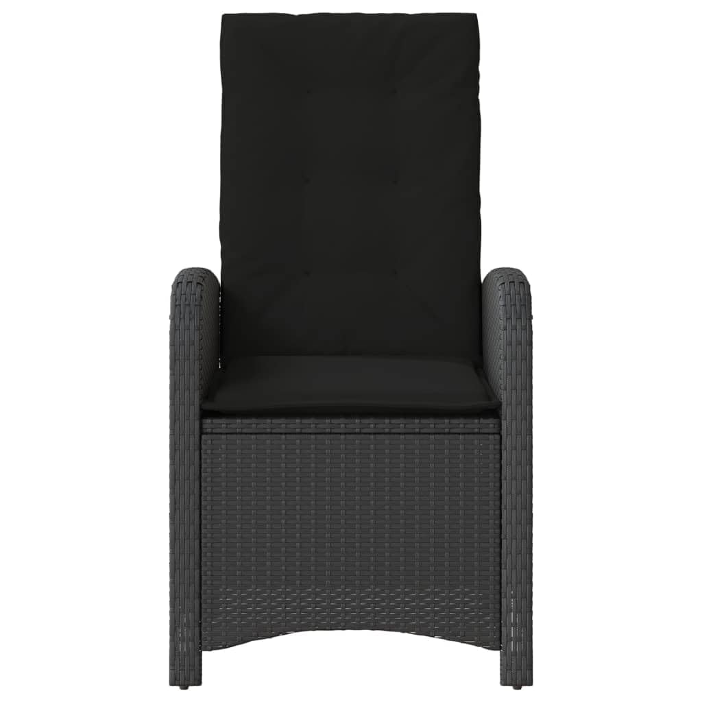 Poltrona da giardino con cuscino, 2 pezzi, schienale regolabile, colore nero, polyrattan PE rattan, mobili da giardino, rivestimento rimovibile, telaio in acciaio, per esterni, poltrona relax