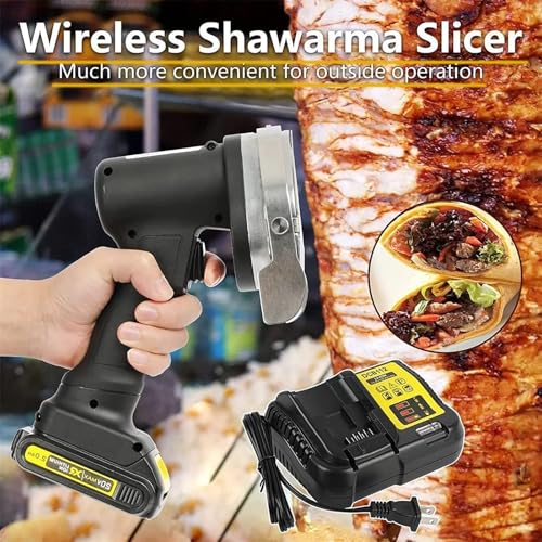 YZHYYDS Electric Kebab Knife, Handheld Professional Electric Stainless Steel Carving Knife with 2 Blades, Adjustable Thickness 0-8mm, for Meat, Lamb, Pork and Chicken - Image 3